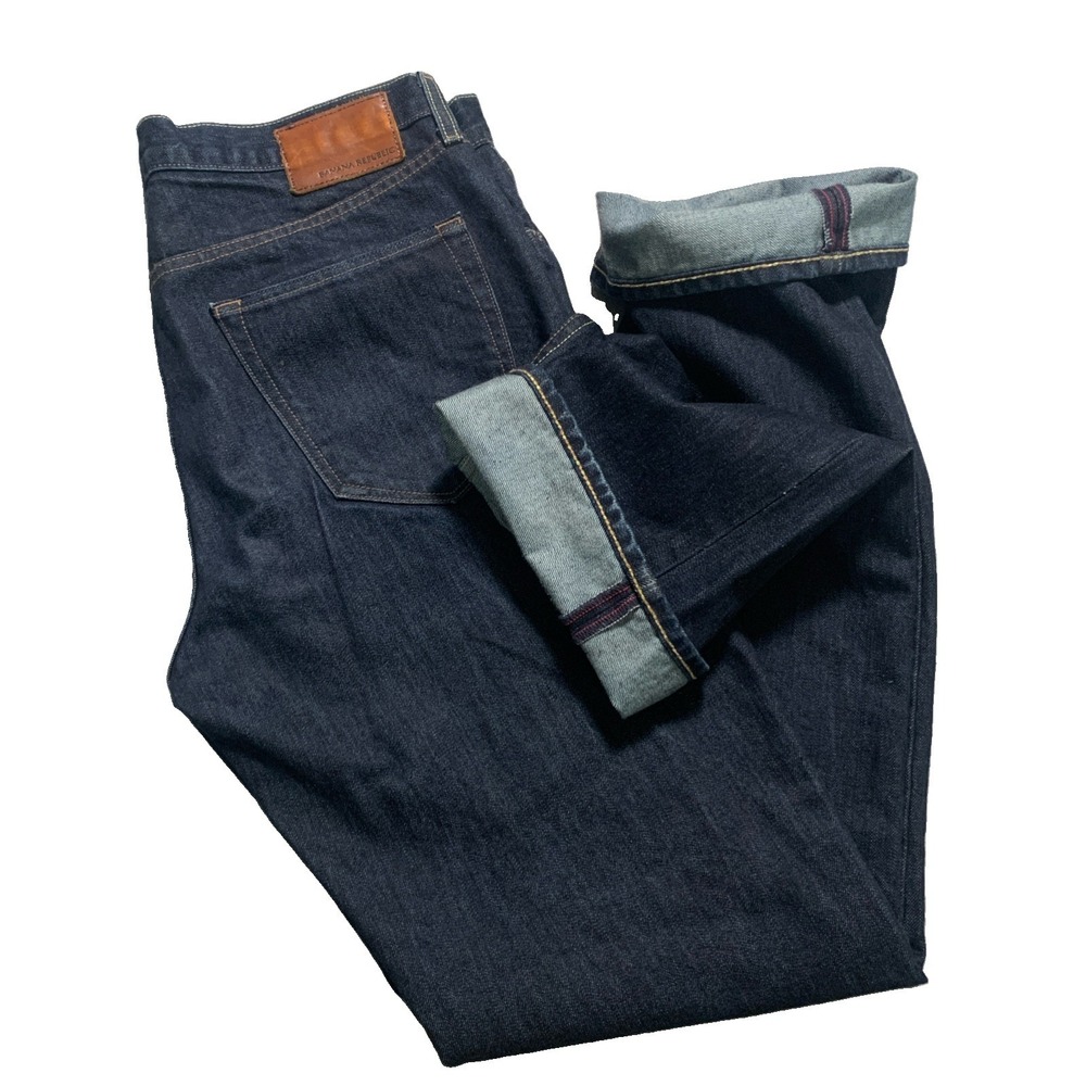 Banana Republic Men's Straight Fit Selvedge Jeans 33x34 Blue Dark Wash EUC